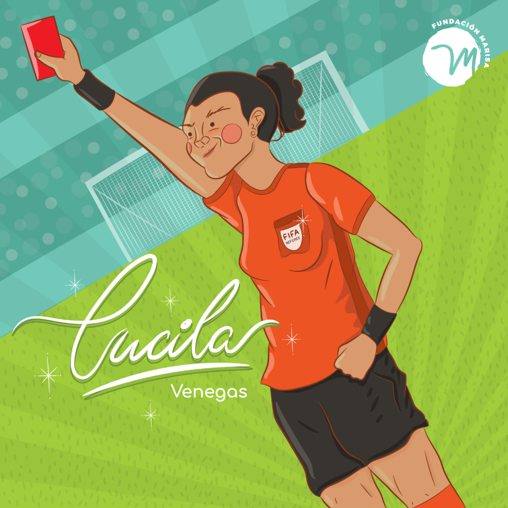 Una amiga la invitó a trabajar como árbitra para que cambiara de empleo y tuviera tiempo de jugar. Ilustración: Diana Vega