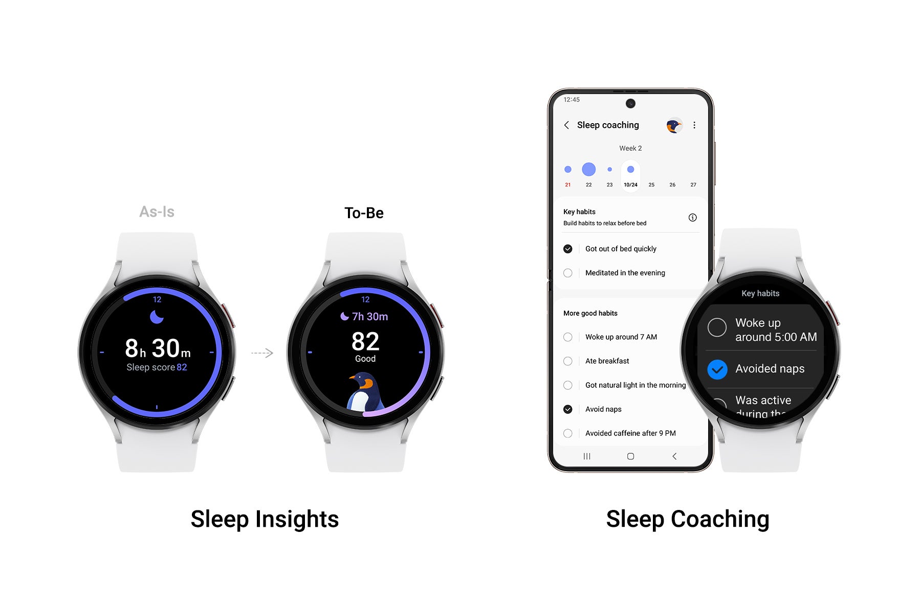 La nueva actualización para los Galaxy Watch permite llevar registro más preciso del sueño, gracias a Galaxy AI, la IA de Samsung.