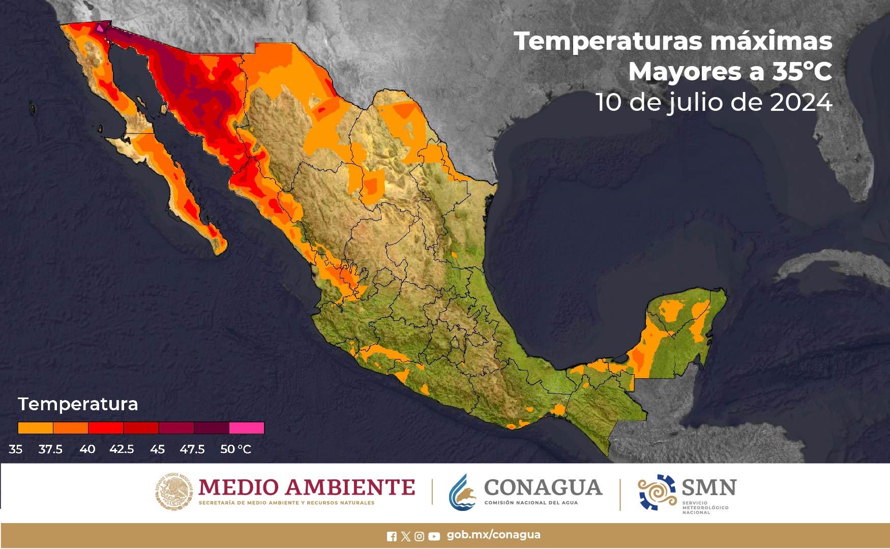 Clima, Calor, México, Servicio Meteorológico Nacional, Clima hoy, 10 de julio 2024