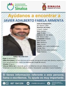 Javier Adalberto Fabela Armenta, Desaparecido, Culiacán