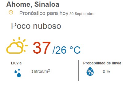 clima ahome 30 de septiembre