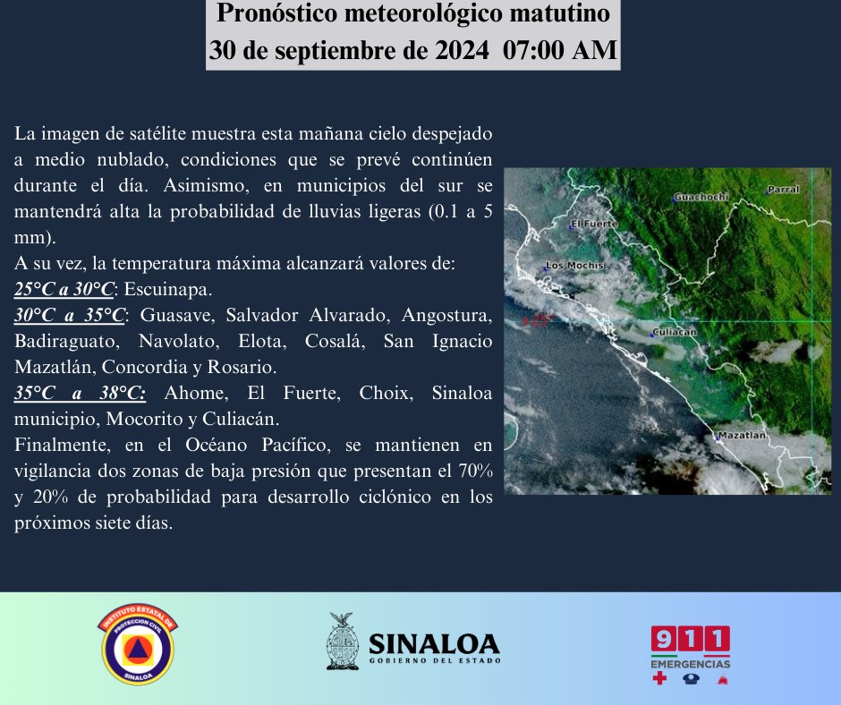 clima sinaloa 30 de septiembre