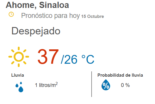 clima ahome 15 de octubre
