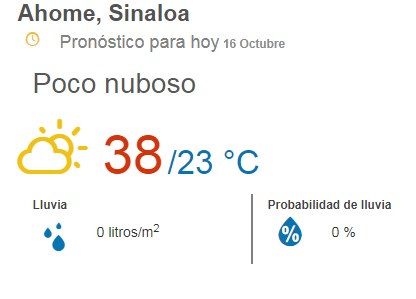 clima ahome 16 de octubre