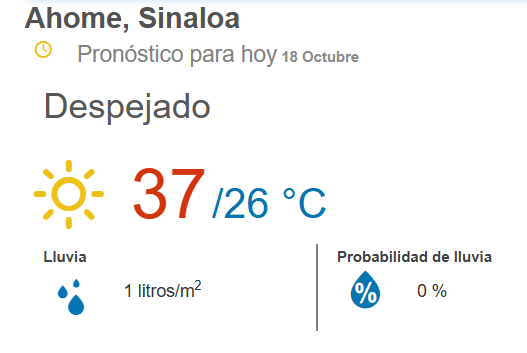 clima ahome 18 de octubre