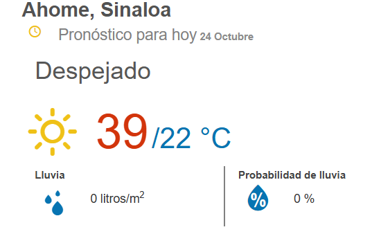 clima ahome 24 de octubre