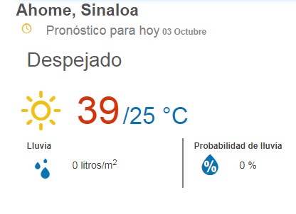 clima ahome 3 de octubre