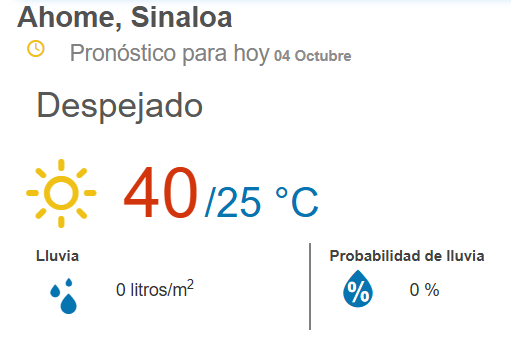 clima ahome sinaloa 4 de octubre