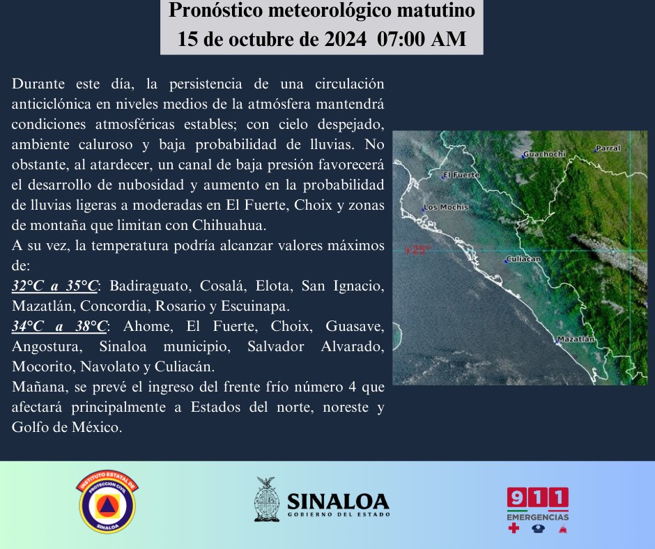 clima sinaloa 15 de octubre