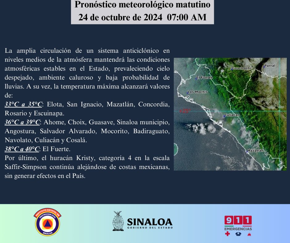 clima sinaloa 24 de octubre