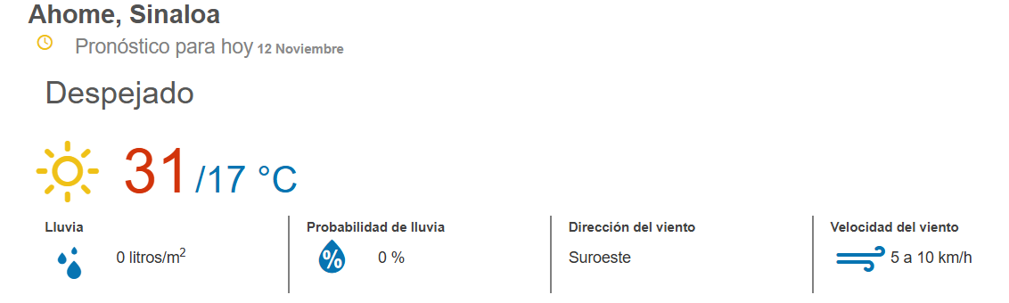 clima ahome 12 de noviembre