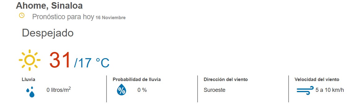 clima ahome 16 de noviembre