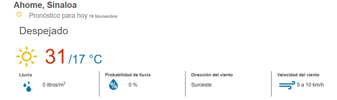 clima ahome 19 de noviembre