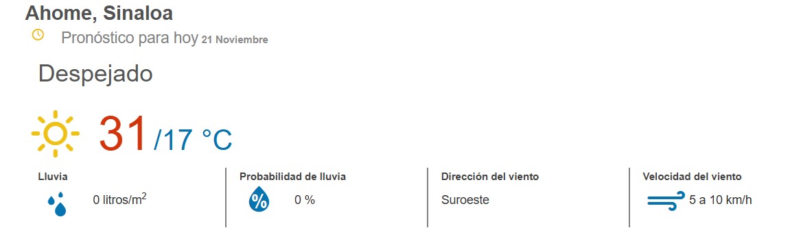 clima ahome 21 de noviembre