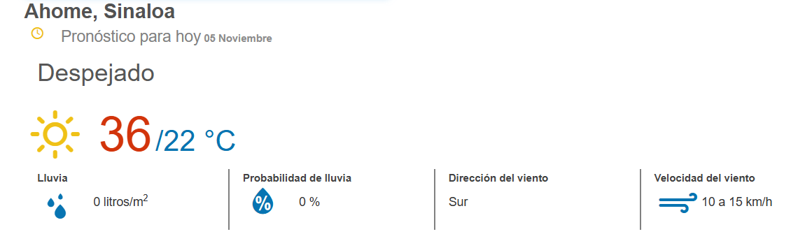 clima ahome 5 de noviembre