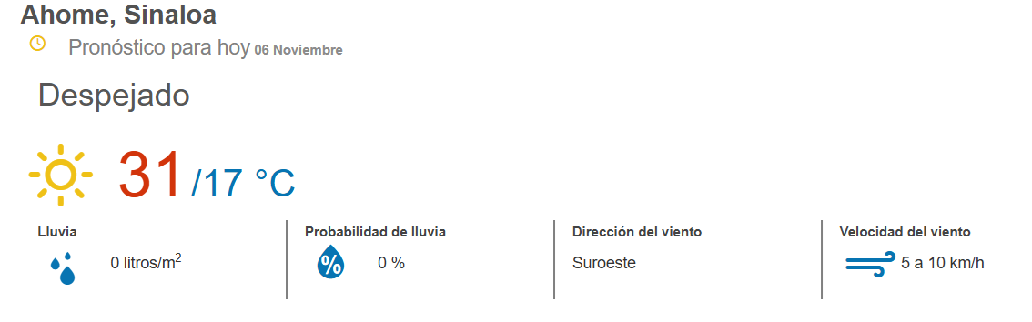 clima ahome 6 de noviembre
