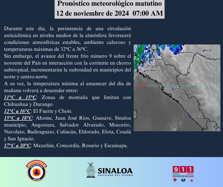 clima sinaloa 12 de noviembre