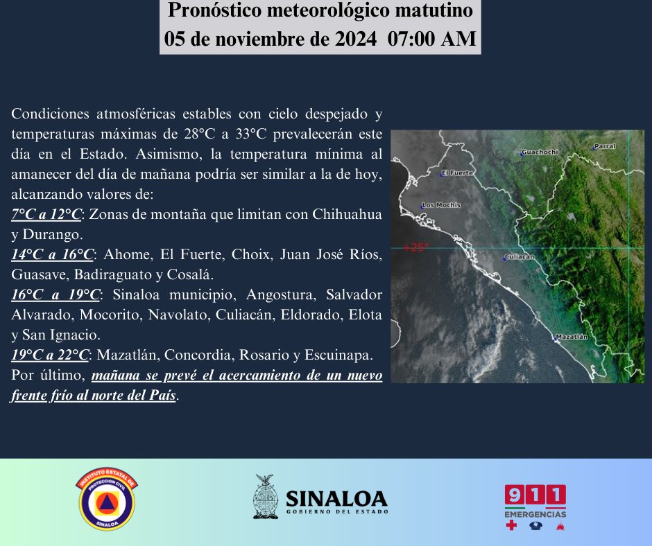clima sinaloa 5 de noviembre