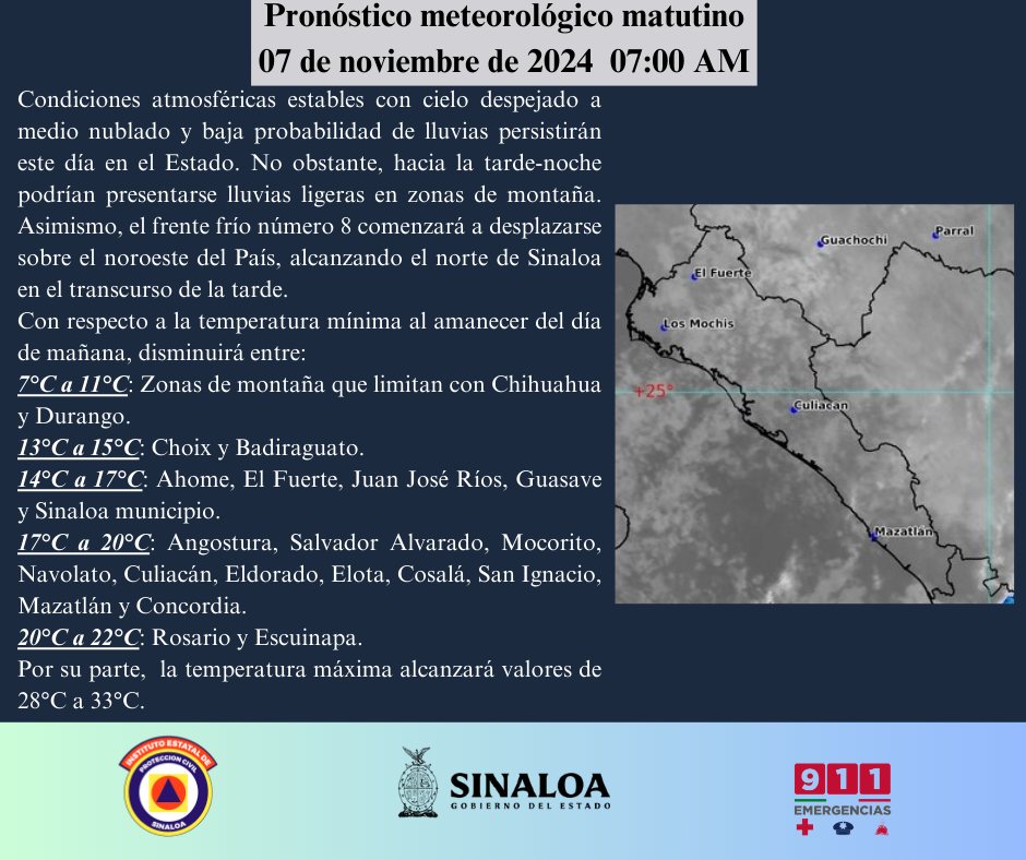clima sinaloa 7 de noviembre