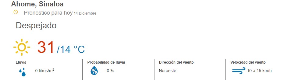 clima ahome 14 de diciembre