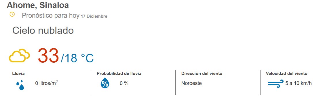 clima ahome 17 de diciembre