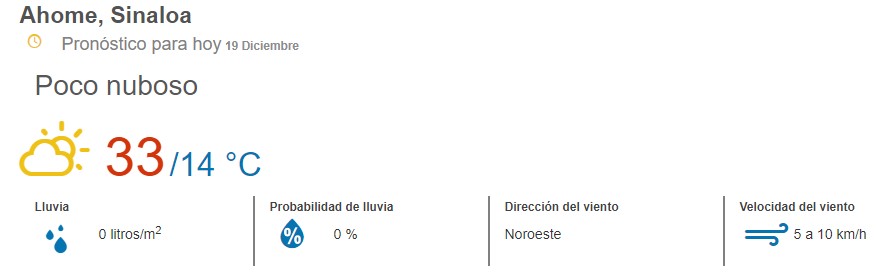 clima ahome 19 de diciembre