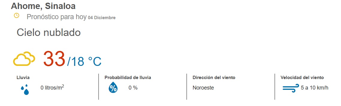 clima ahome 4 de diciembre