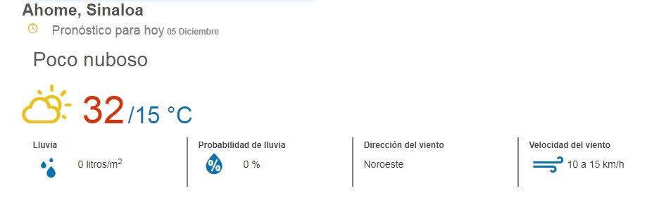 clima ahome 5 de diciembre