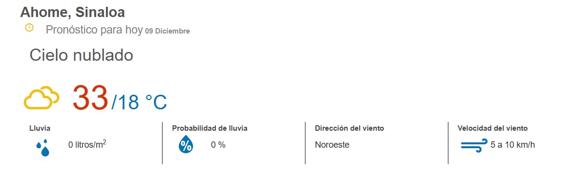 clima ahome 9 de diciembre
