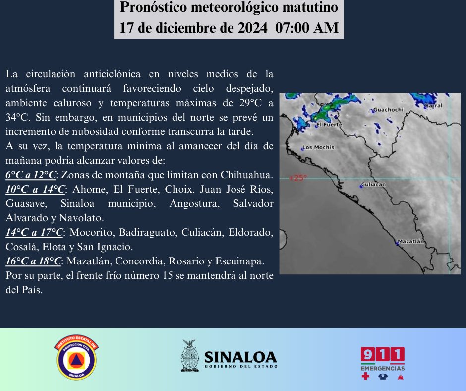 clima sinaloa 17 de diciembre