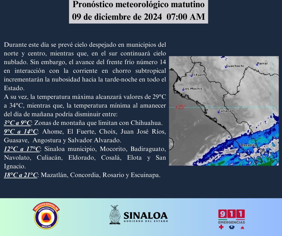 clima sinaloa 9 de diciembre