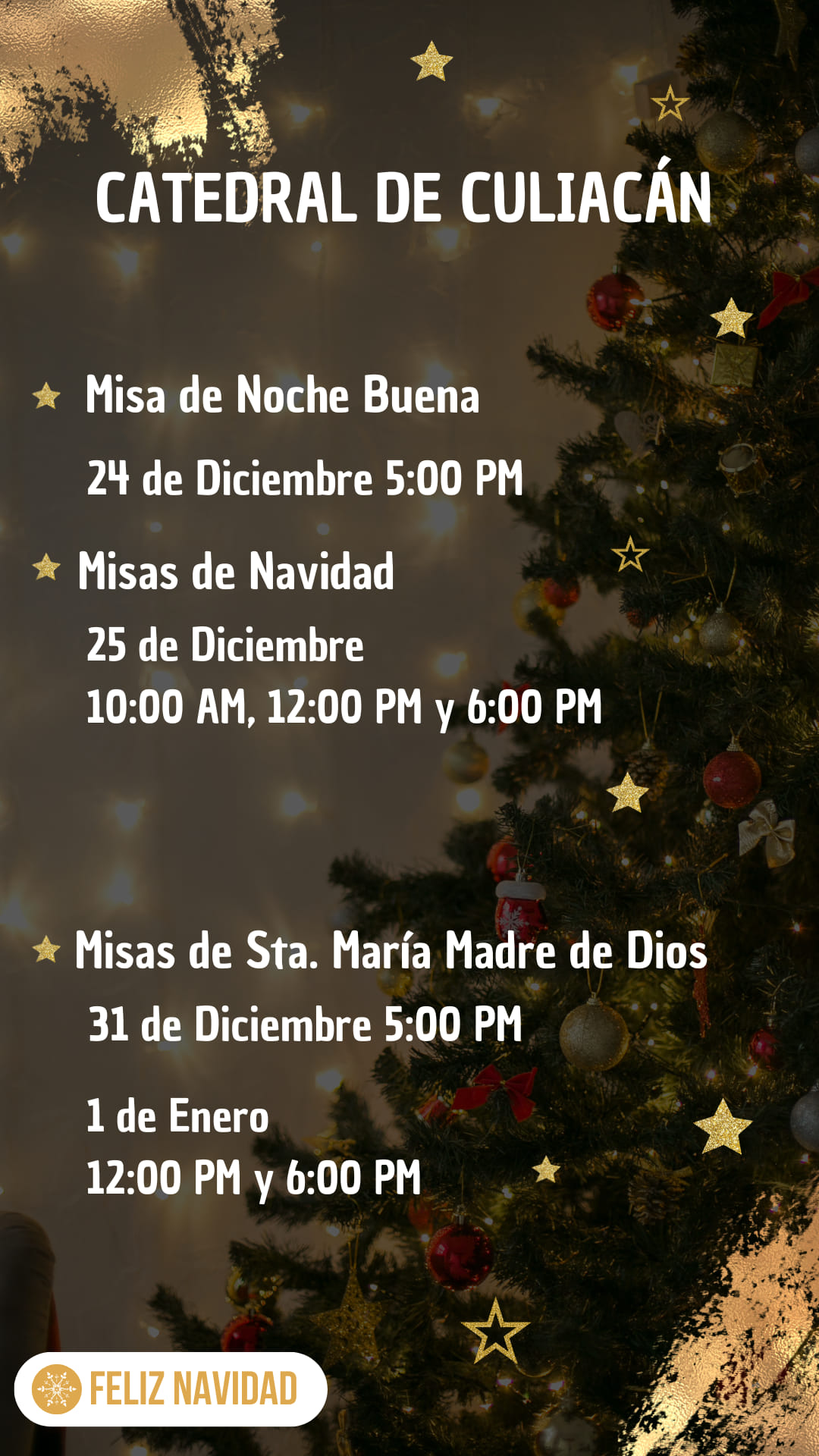 horarios misas navidad año nuevo catedral culiacan