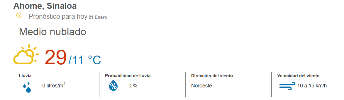 clima ahome 21 de enero