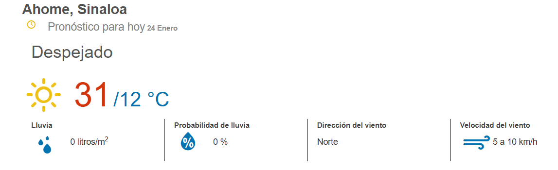 clima ahome 24 de enero