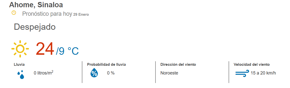 clima ahome 29 de enero