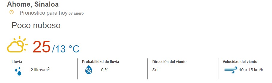 clima ahome 8 de enero