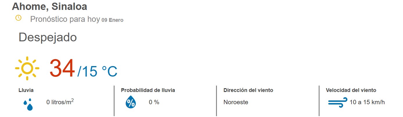 clima ahome 9 de enero