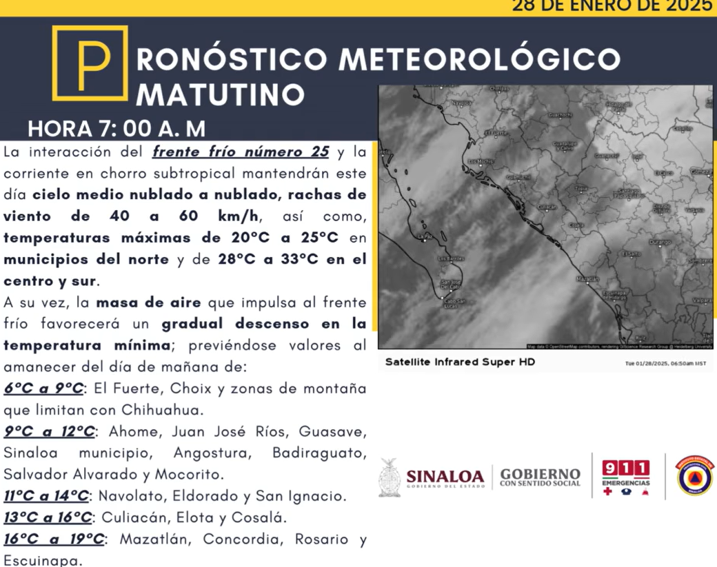 clima sinaloa 28 de enero