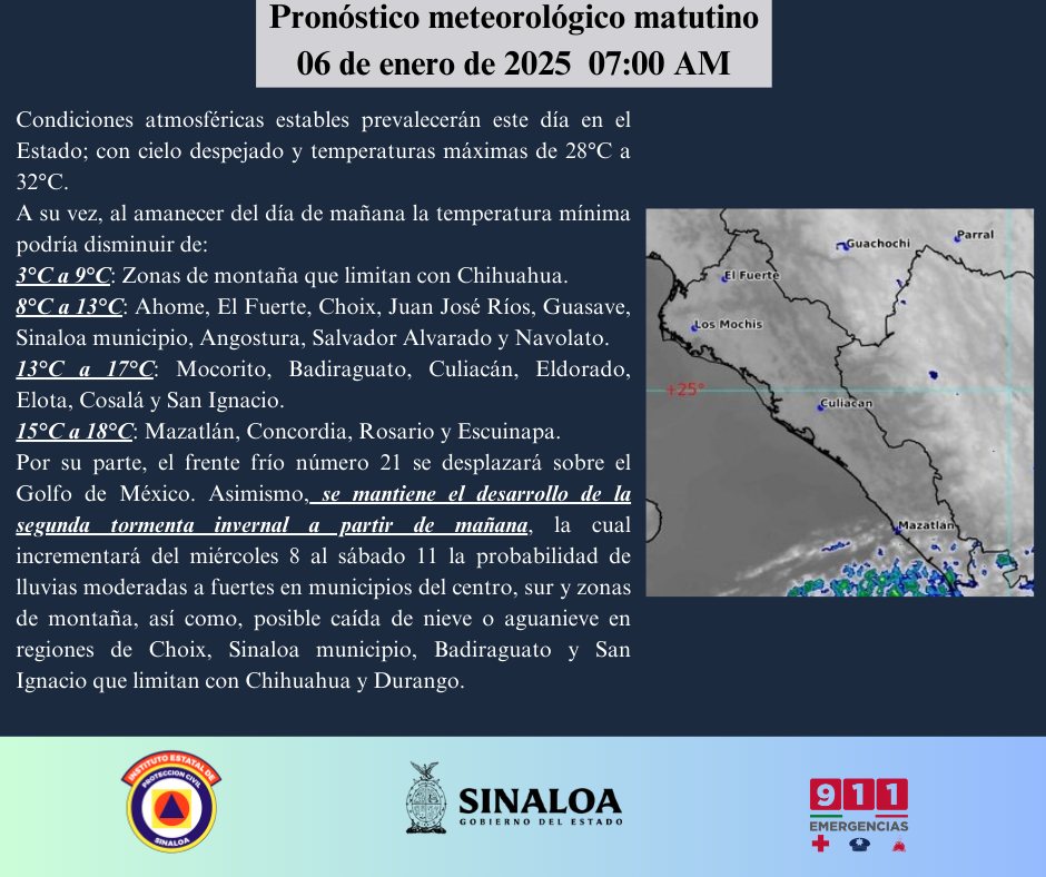 clima sinaloa 6 de enero