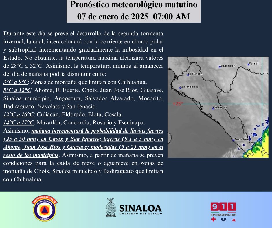 clima sinaloa 7 de enero