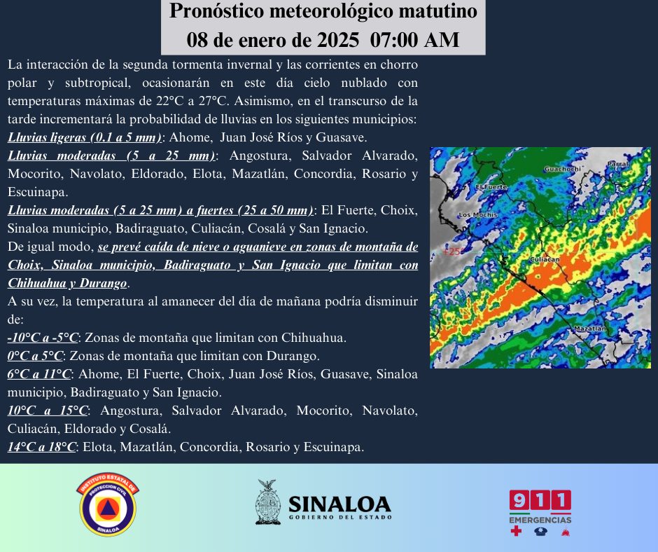 clima sinaloa 8 de enero