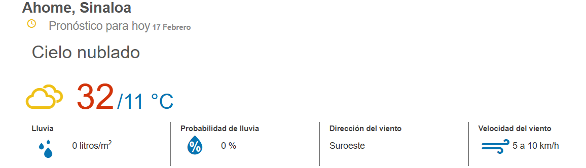 clima ahome 17 de febrero