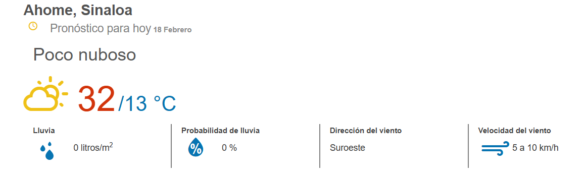 clima ahome 18 de febrero