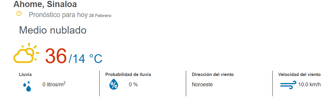 clima ahome 28 de febrero