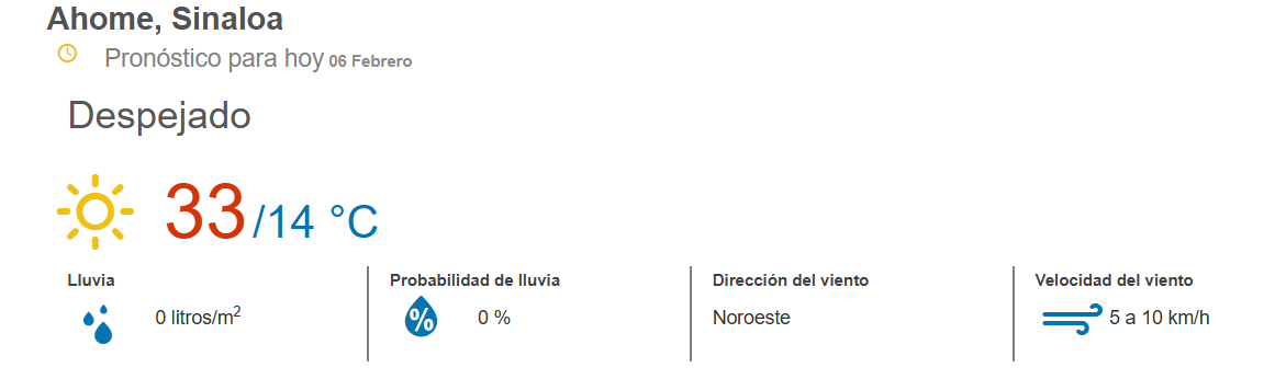 clima ahome 6 de febrero