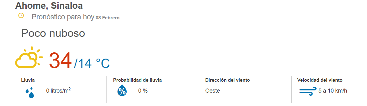 clima ahome 8 de febrero