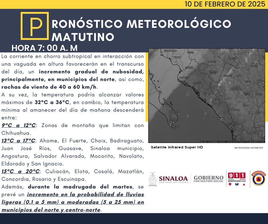 clima sinaloa 10 de febrero