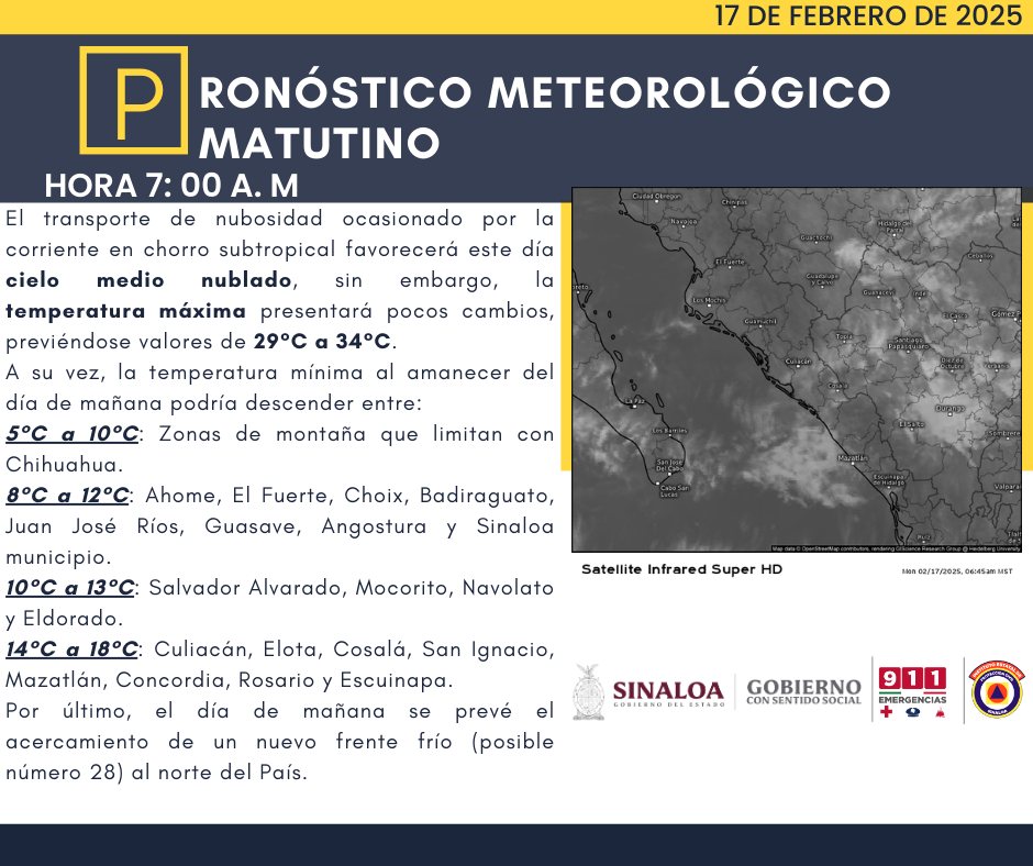 clima sinaloa 17 de febrero