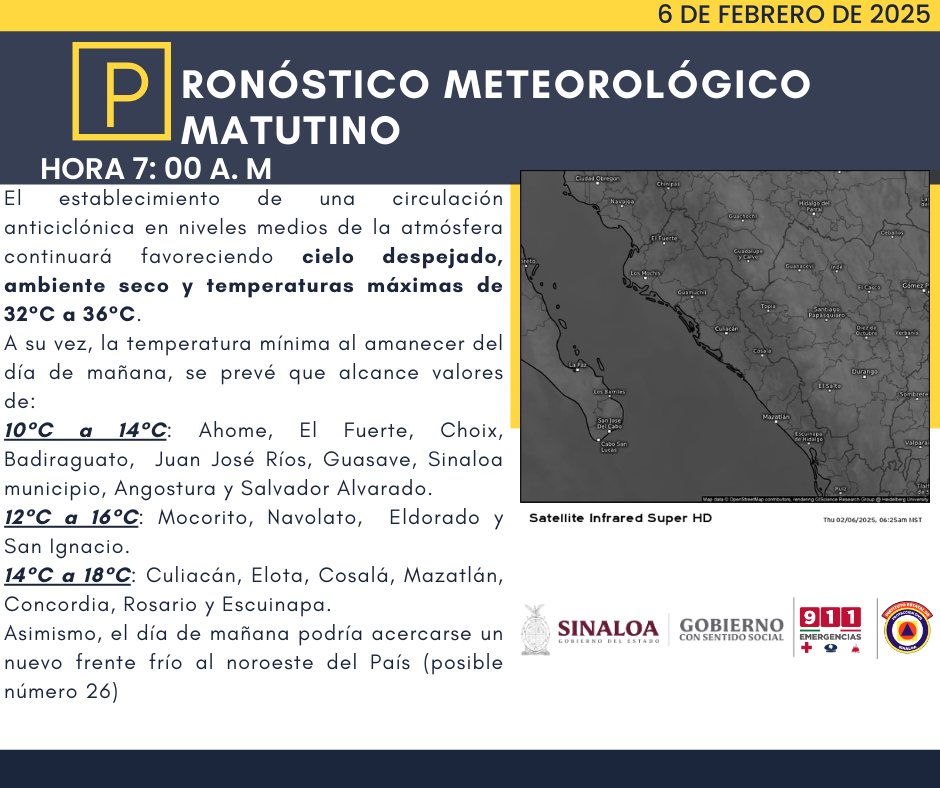 clima sinaloa 6 de febrero