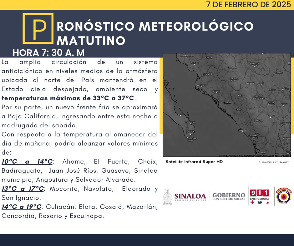 clima sinaloa 7 de febrero